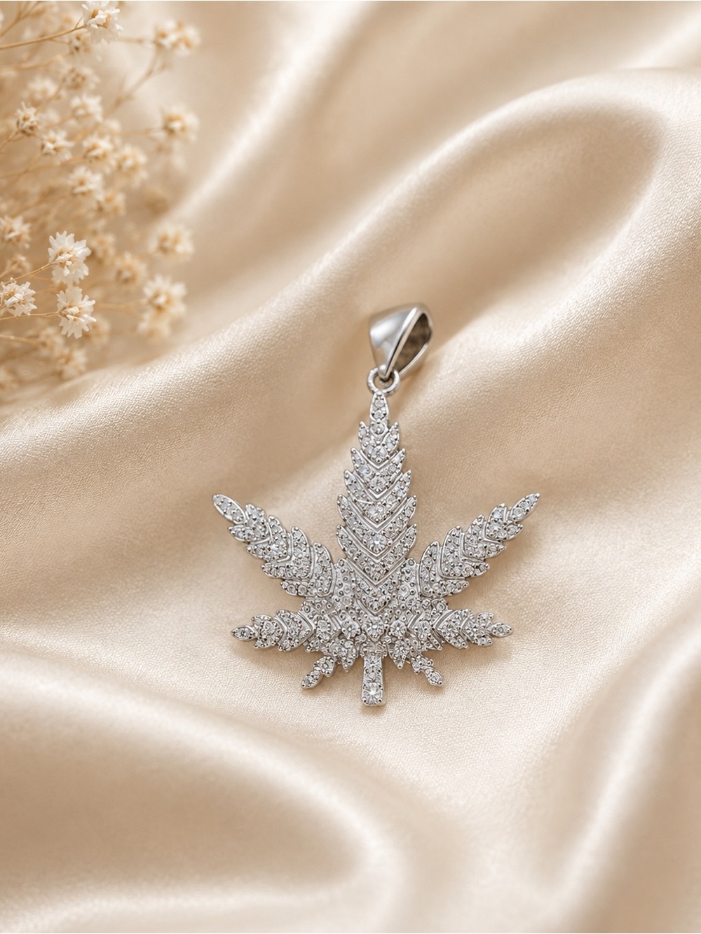 VVS Moissanite Pave' Leaf Pendant